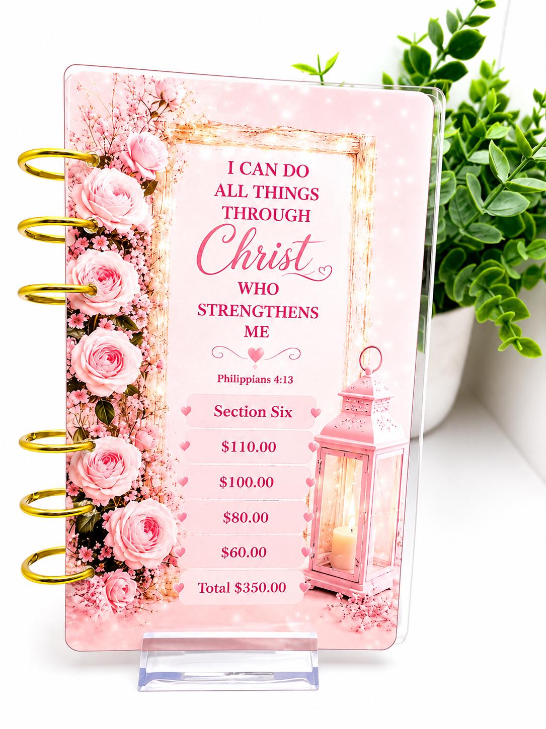 Christian Cash Stuffing Binder | Faith Based Budget Binder | 2K Savings Challenge | Bible Verse Savings Tracker | A6 Acrylic Binder