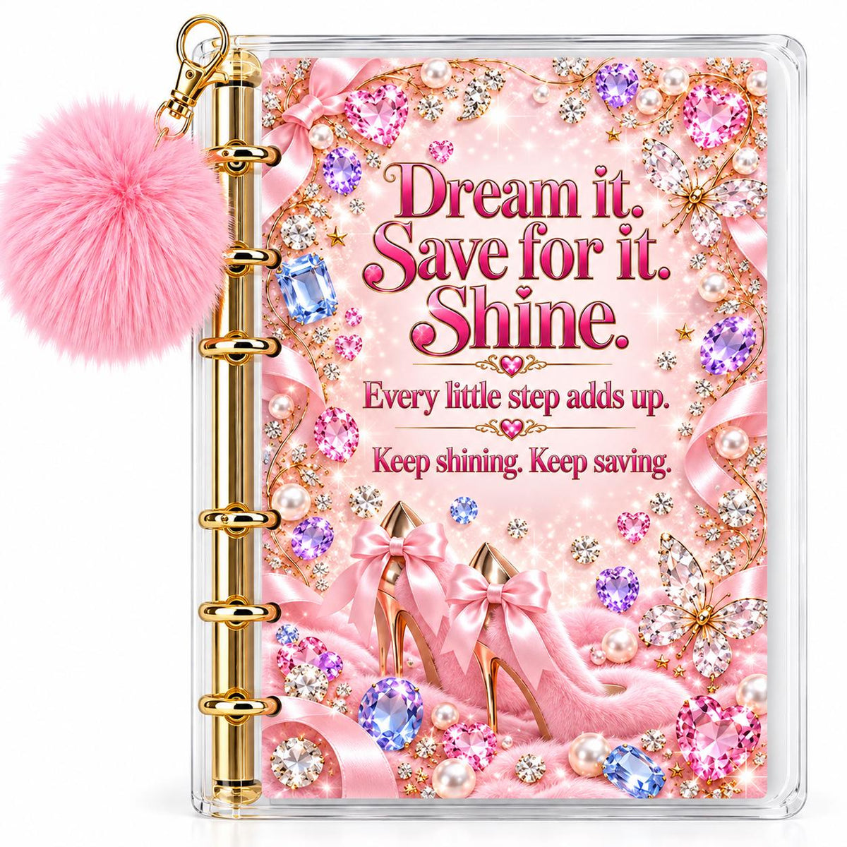 Pink Diamond Five Thousand Dollars Savings Challenge Bundle Physical Binder with Gold Rings