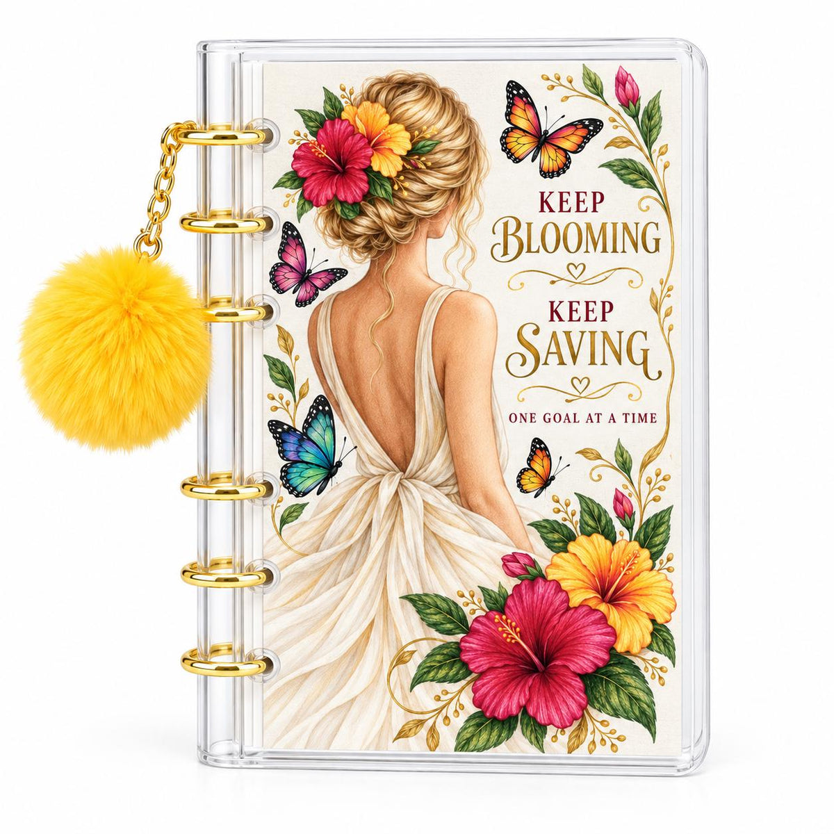 Tropical Bloom 2000 Savings Challenge A6 Binder Cash Envelope