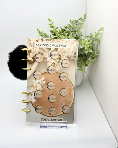 A6 Savings Challenge Binder | Cash Stuffing Tracker | Budget Binder with Scratch-Off Savings Challenges