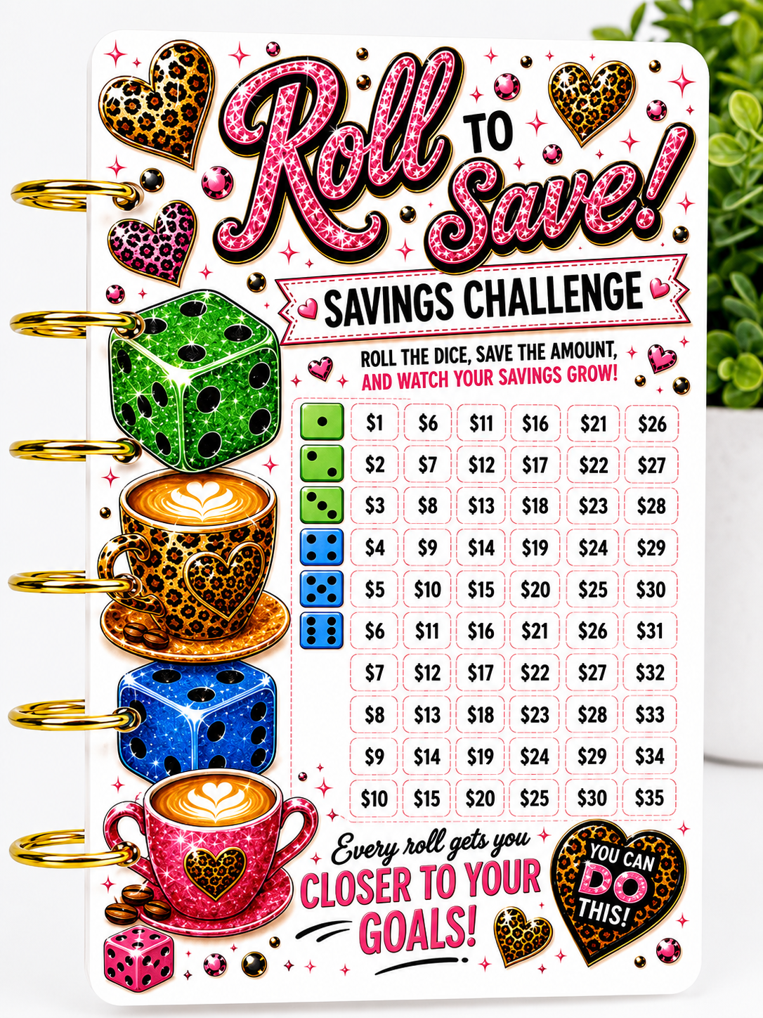 Coffee First Savings Challenge Bundle | Cash Stuffing Challenge Binder Inserts | A6 Savings Trackers | Budget Binder Challenge Set