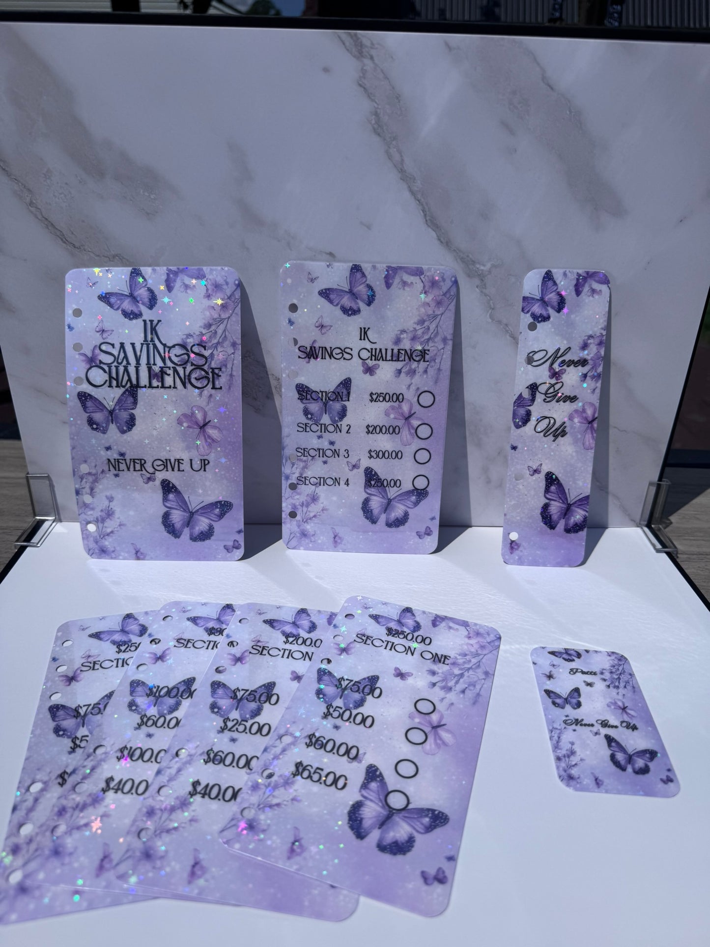 1K A6 White Binder Bundle with Purple Butterflies