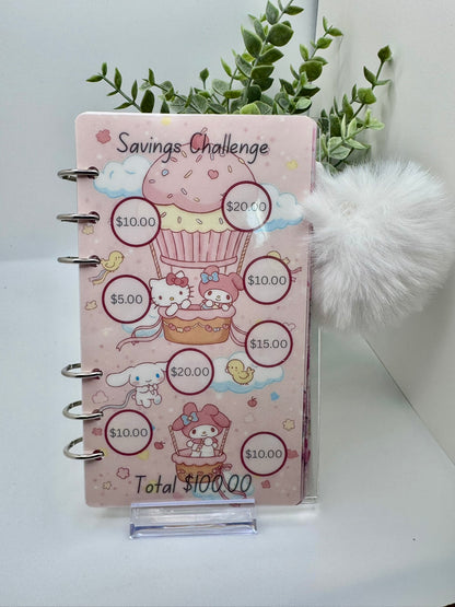 A6 Savings Challenge Binder Bundle | Cute Budget Binder | Cash Stuffing Kit | Pink Kawaii Money Saving Challenge