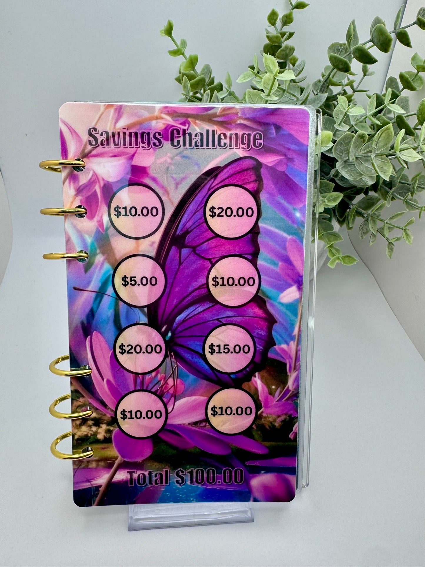 Butterfly Savings Challenge Binder | A6 Cash Stuffing Binder | Scratch-Off & Envelope Savings Tracker | Budget Binder | PB Custom Designs