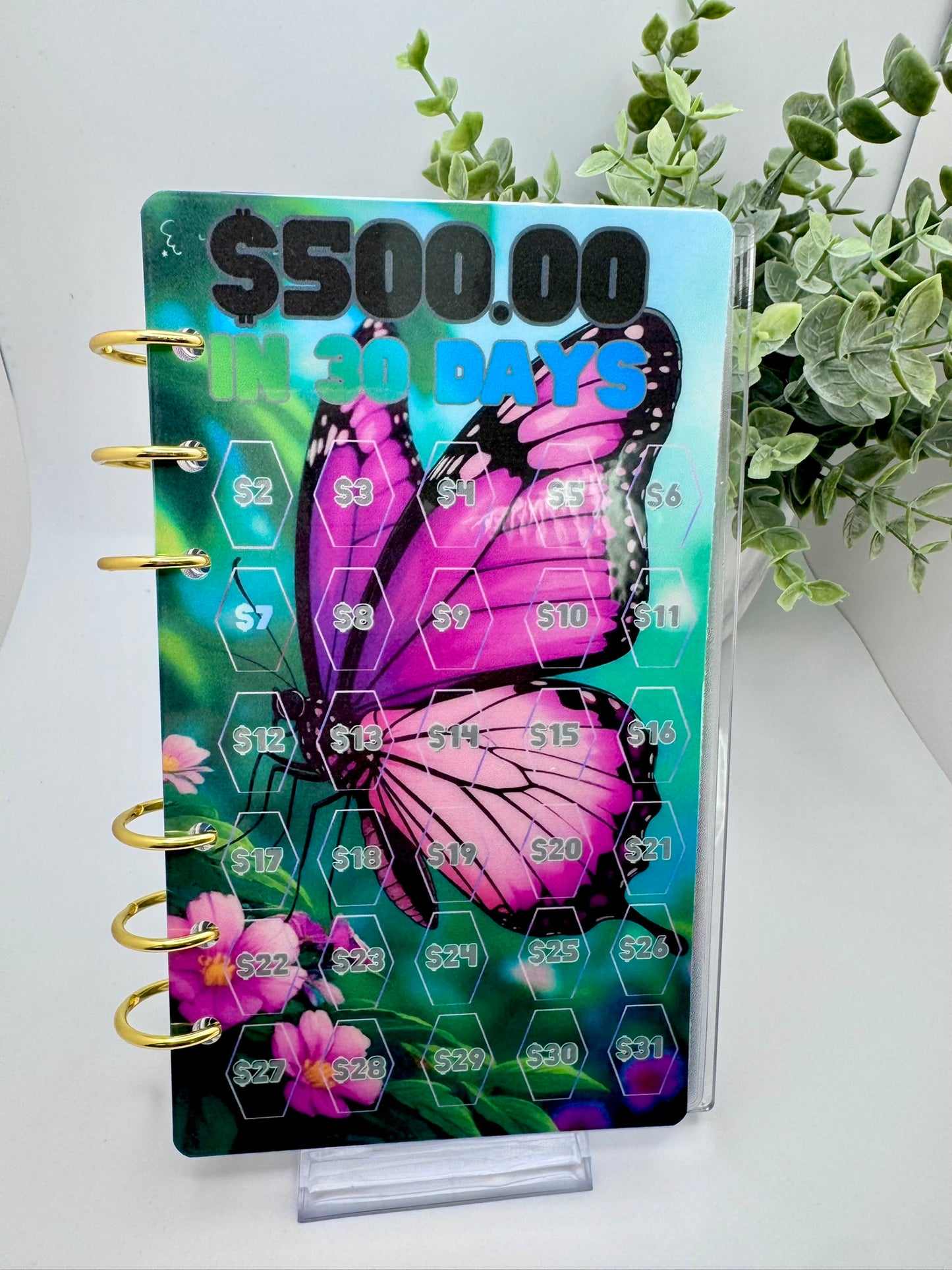 Butterfly Savings Challenge Binder | A6 Cash Stuffing Binder | Scratch-Off & Envelope Savings Tracker | Budget Binder | PB Custom Designs
