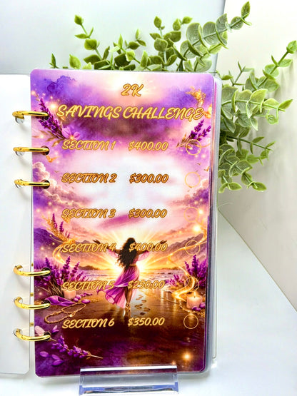 Chosen On Purpose | 2K Savings Challenge Binder | A6 Cash Stuffing Binder | Purple Luxury Budget Binder