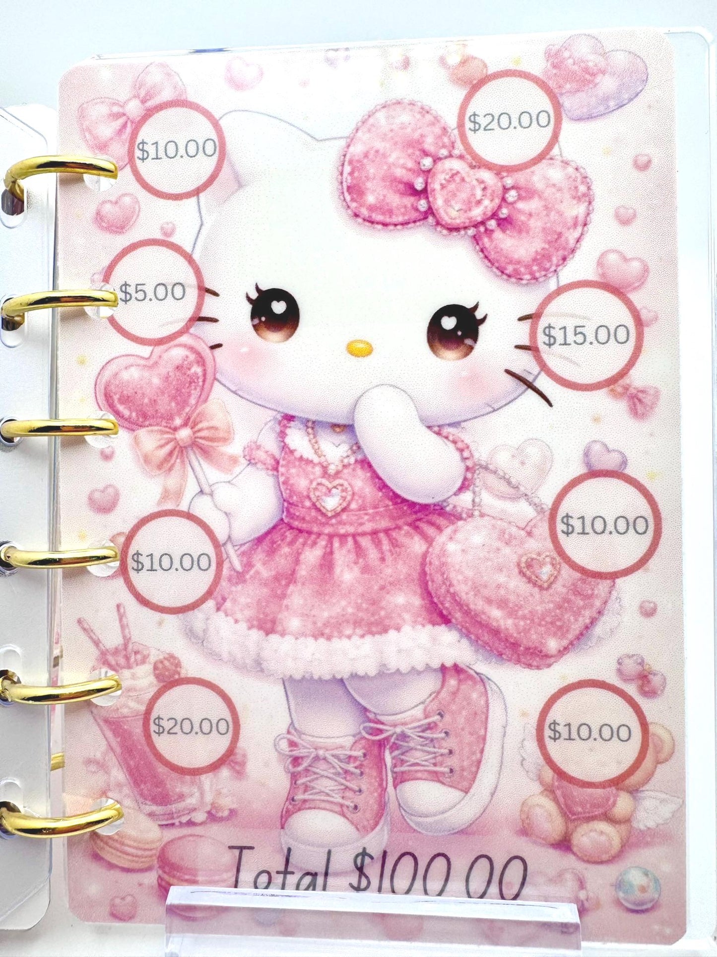 Hello Kitty Cash Stuffing Binder | Pink A7 Budget Binder | Savings Challenge Binder | Mystery Savings | Dice Challenge | Cute Budget Planner