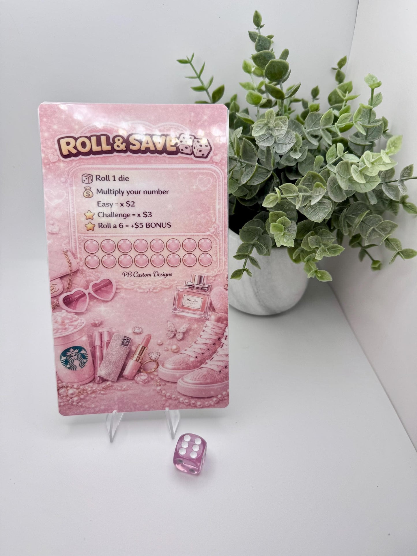 A6 Savings Challenge Binder | Roll & Save Dice Game | Unicorn Budgeting Tool