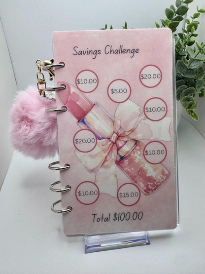 Pink A6 Budget Binder | Women Glow Savings Challenge, Cash Stuffing, Money Tracker