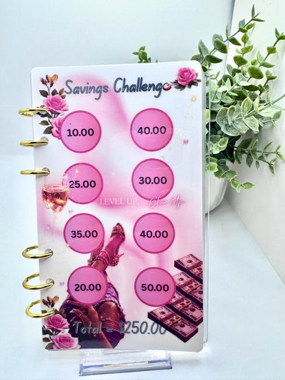 Self Love Savings Challenge Binder, Pink Glam Cash Stuffing Budget Planner
