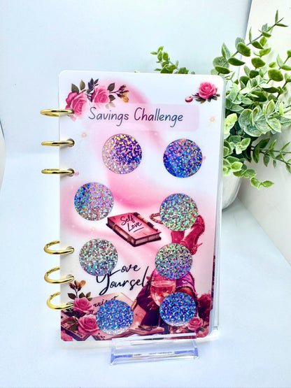 Self Love Savings Challenge Binder, Pink Glam Cash Stuffing Budget Planner