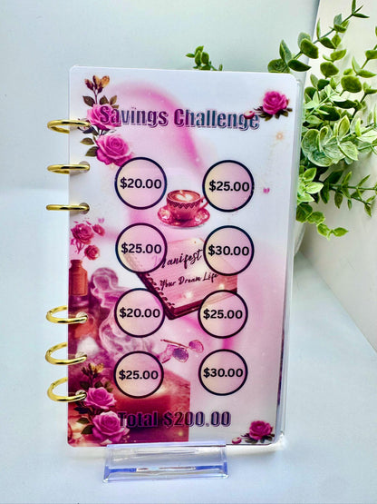 Self Love Savings Challenge Binder, Pink Glam Cash Stuffing Budget Planner