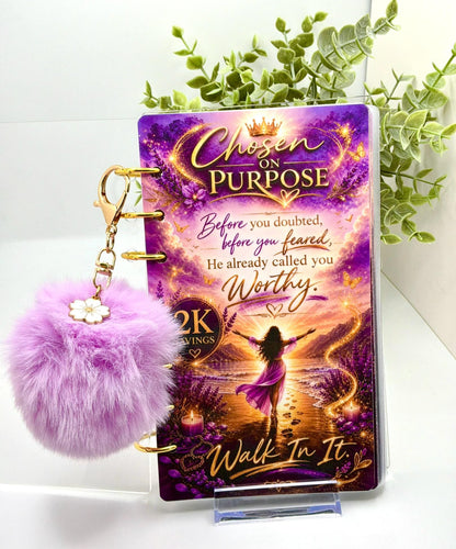 2K Savings Challenge Binder | A6 Cash Stuffing Budget Planner, Faith Inspired Purple Sunset Design