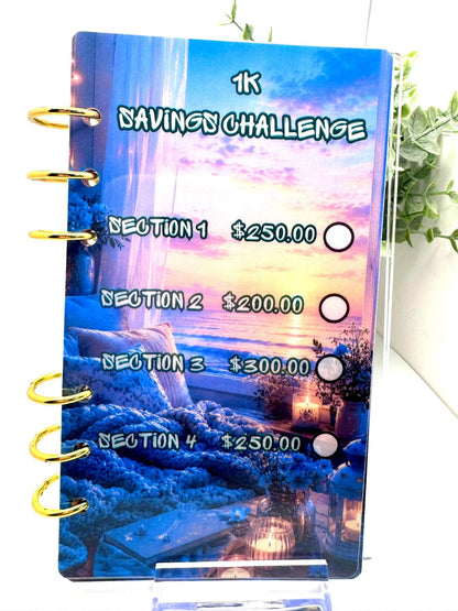A6 Savings Challenge Binder | 1K Cash Stuffing Bundle, Blue (Limited Edition)