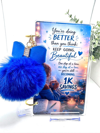 A6 Savings Challenge Binder | 1K Cash Stuffing Bundle, Blue (Limited Edition)