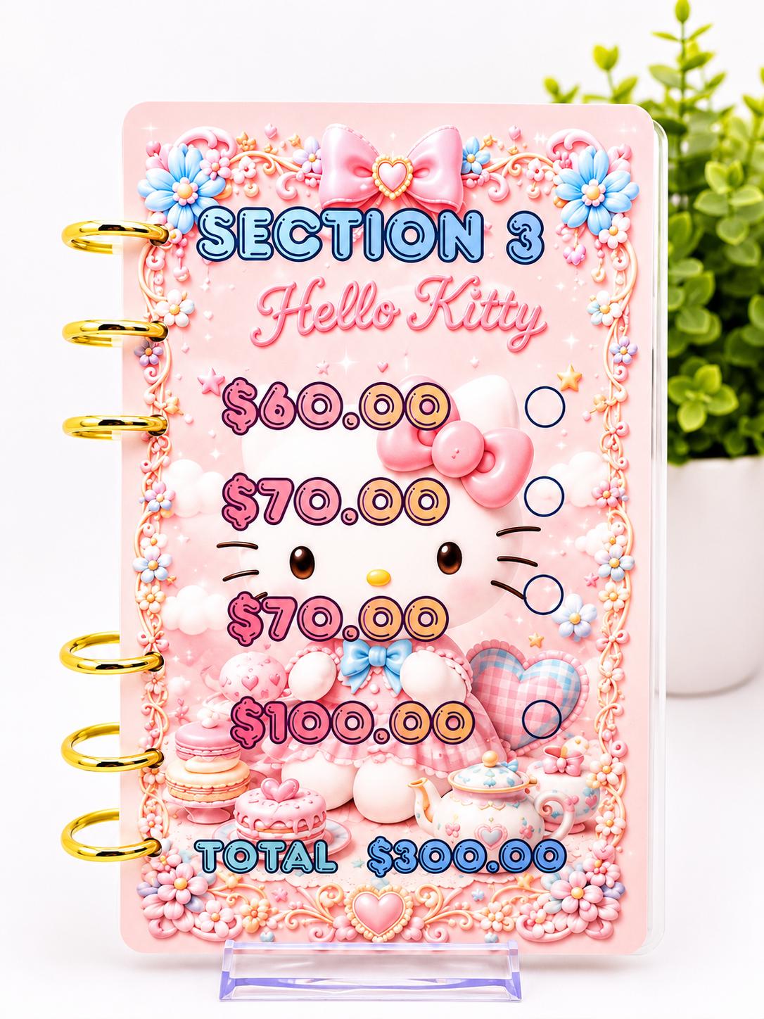 Hello Kitty A6 Savings Challenge Binder | Pink Cash Stuffing Binder | Cute Budget Savings Tracker