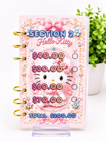 Hello Kitty A6 Savings Challenge Binder | Pink Cash Stuffing Binder | Cute Budget Savings Tracker