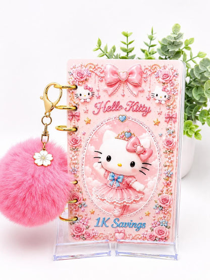 Hello Kitty A6 Savings Challenge Binder | Pink Cash Stuffing Binder | Cute Budget Savings Tracker