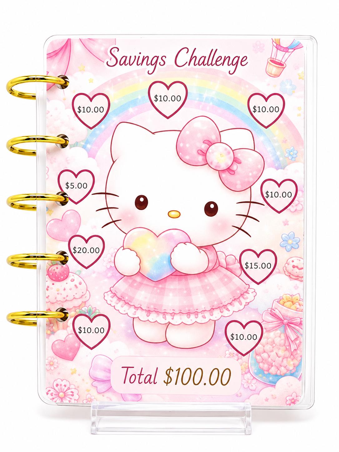 Hello Kitty Cash Stuffing Binder | Pink A7 Budget Binder | Savings Challenge Binder | Mystery Savings | Dice Challenge | Cute Budget Planner