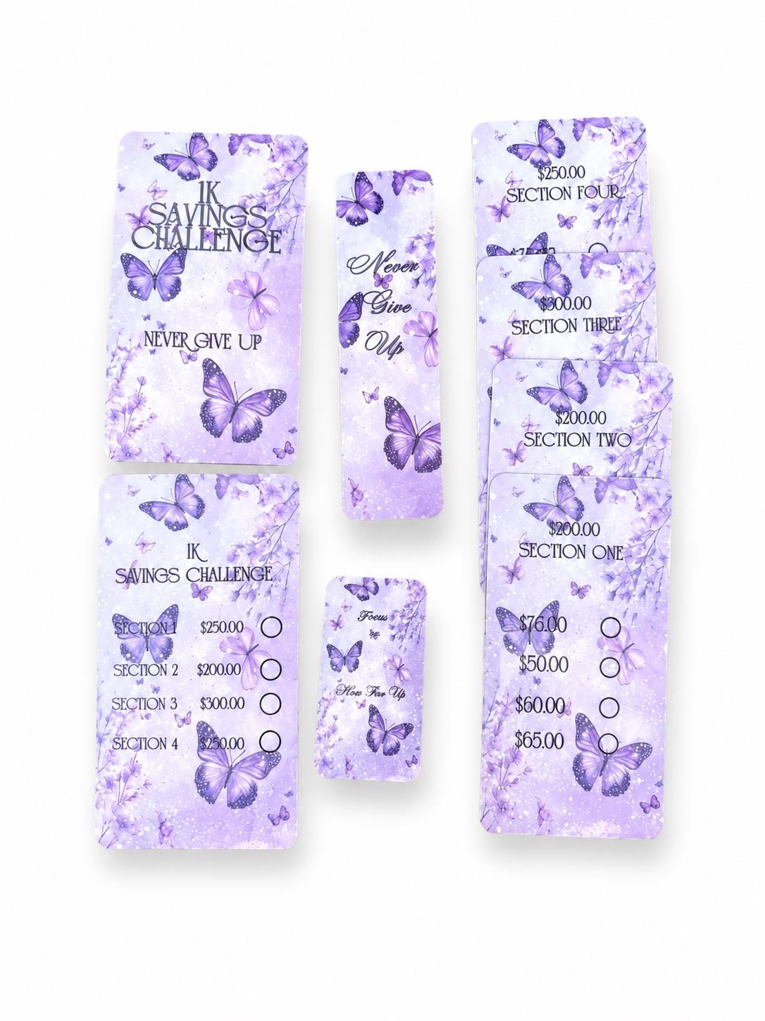1K Butterfly Savings Challenge Bundle | Purple Cash Stuffing Challenge | A6 Budget Binder Inserts