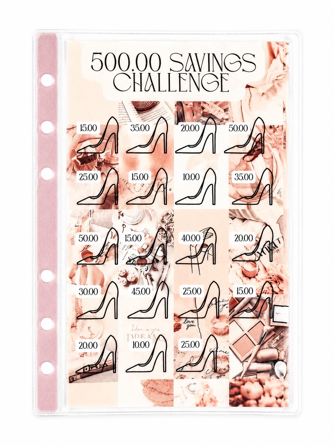 500 Dollar Savings Challenge Cash Binder Insert Budget Tracker