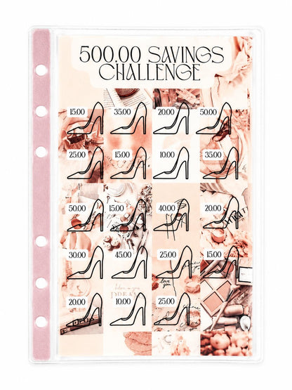 500 Dollar Savings Challenge Cash Binder Insert Budget Tracker