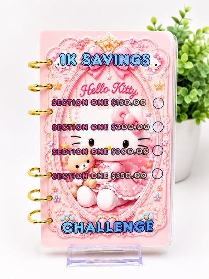 Hello Kitty A6 Savings Challenge Binder | Pink Cash Stuffing Binder | Cute Budget Savings Tracker