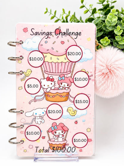 Hello Kitty Savings Challenge Binder | Kawaii Cash Stuffing Binder | Cute Pink Budget Binder | A6 Savings Book
