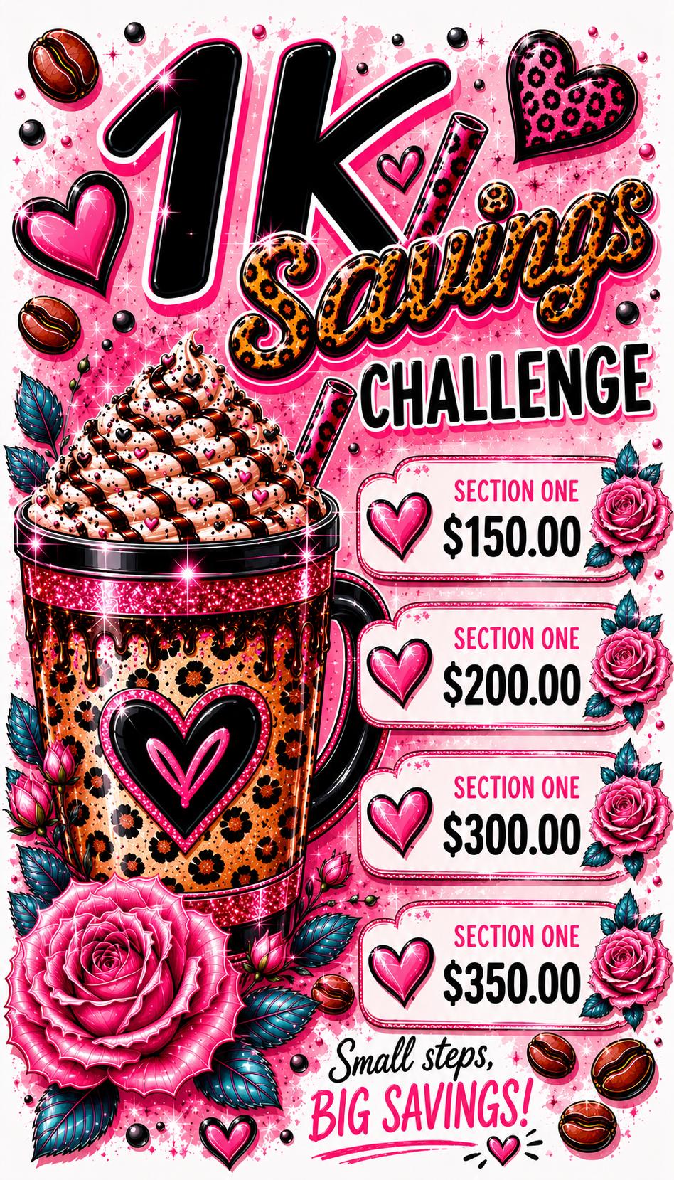 1K Coffee Savings Challenge Insert | A6 Budget Tracker Dashboard