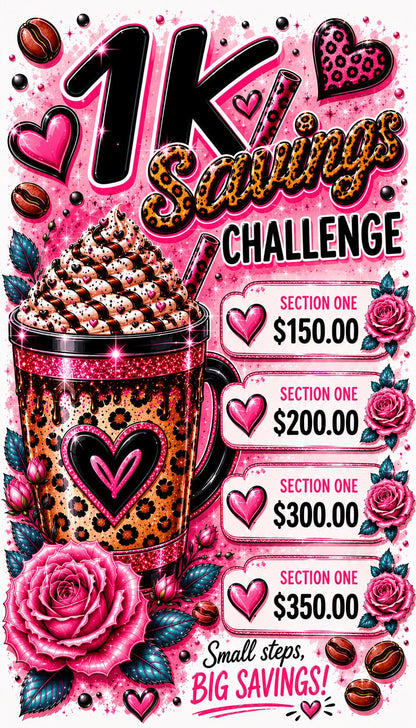 1K Coffee Savings Challenge Insert | A6 Budget Tracker Dashboard