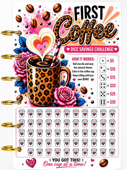 Coffee First Savings Bundle | 6 Cash Stuffing Challenge Cards