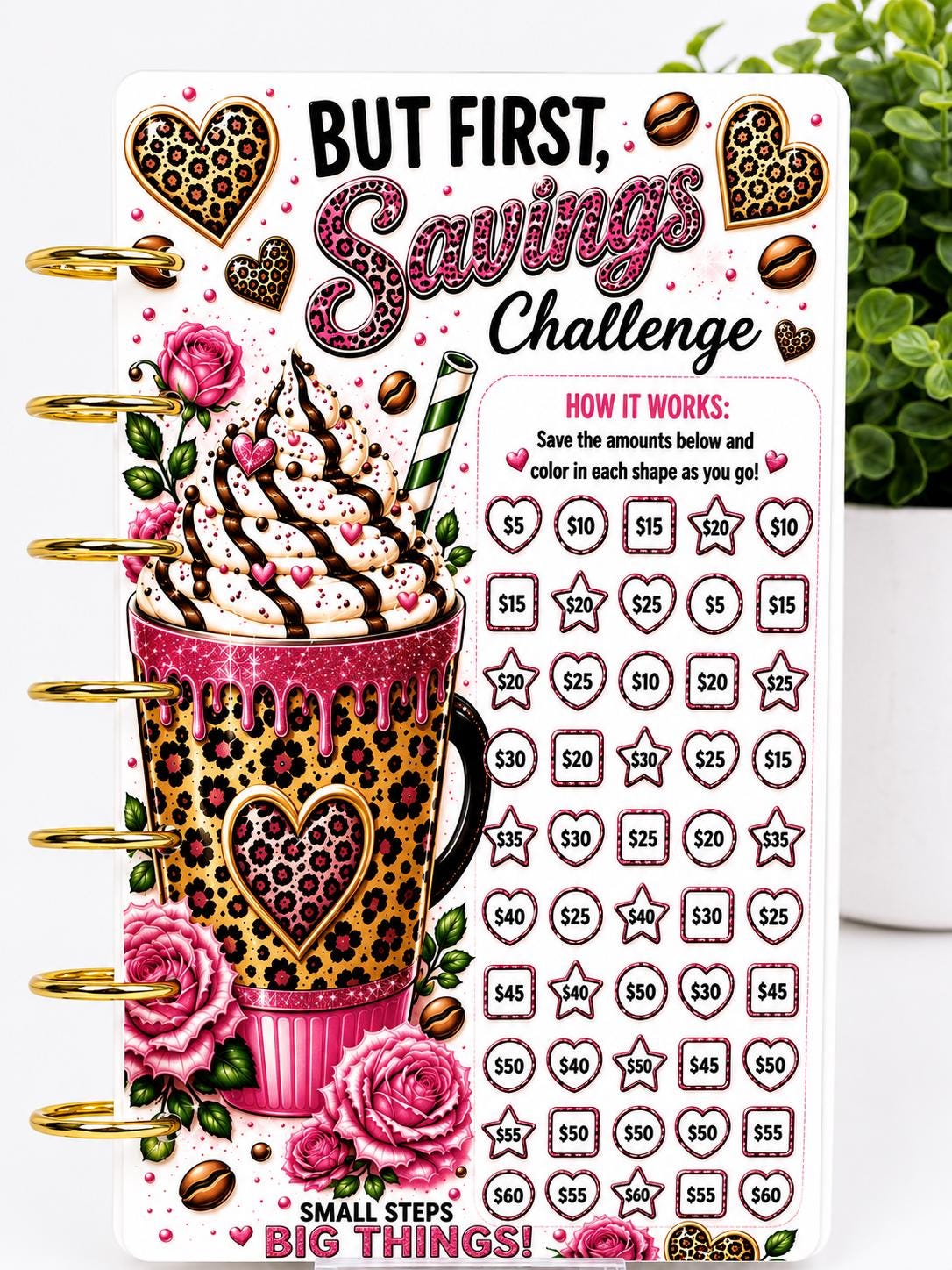Coffee First Savings Bundle | 6 Cash Stuffing Challenge Cards