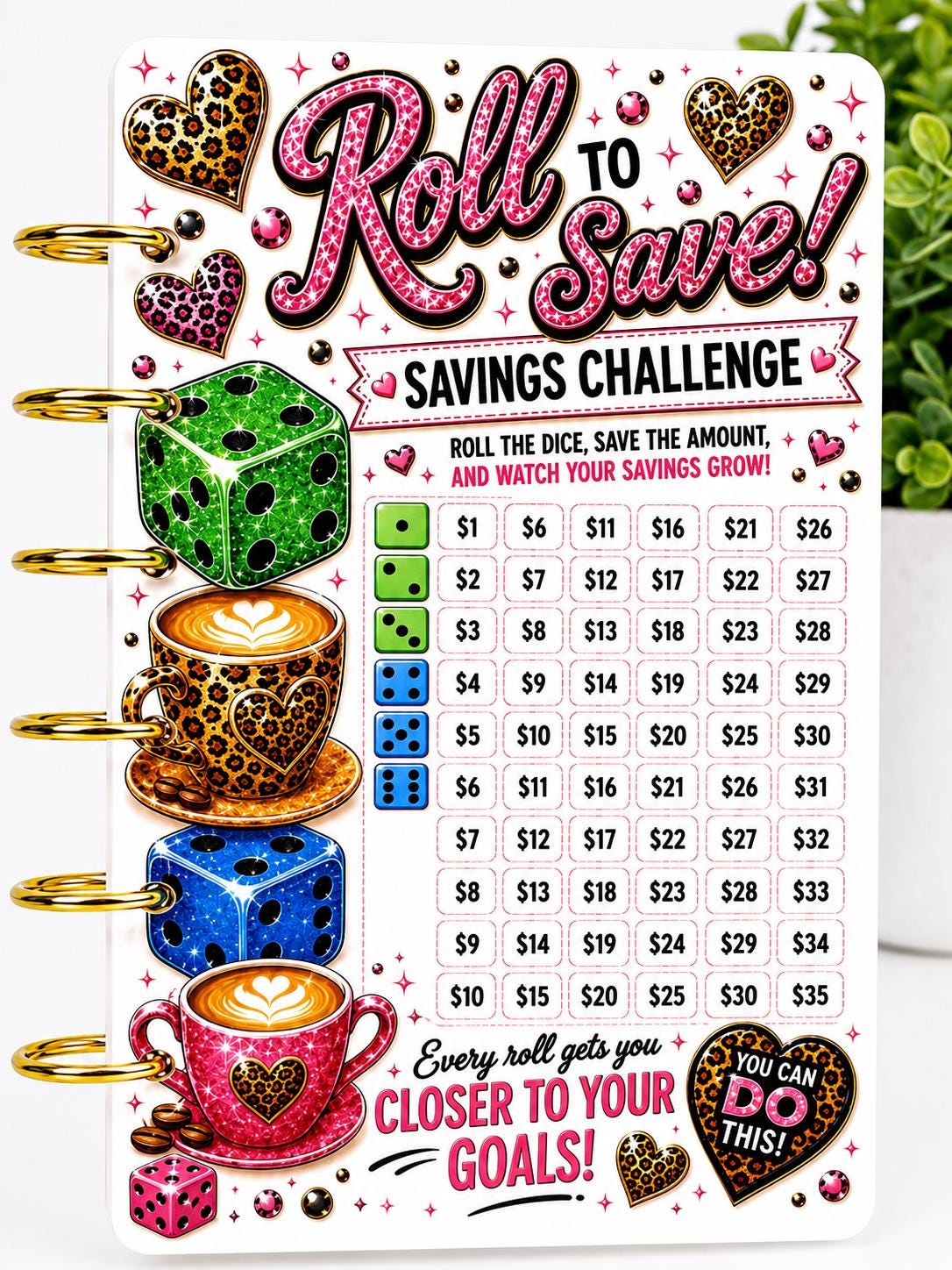 Coffee First Savings Bundle | 6 Cash Stuffing Challenge Cards