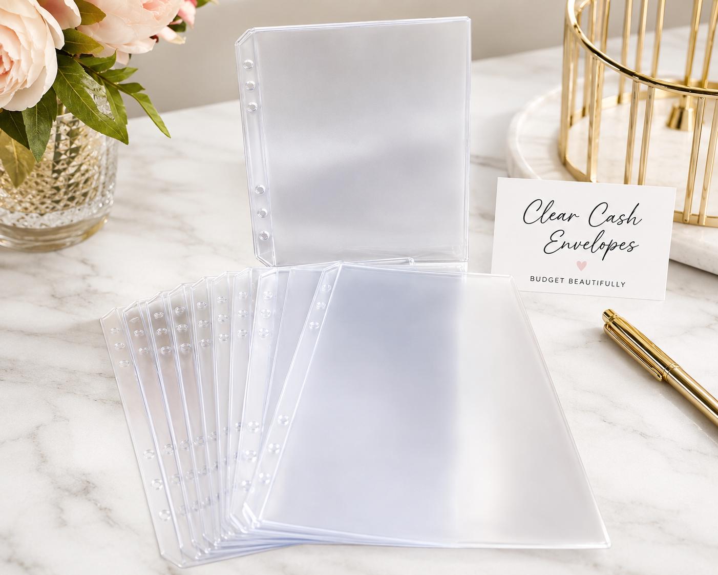 Clear Cash Envelopes | A6 Budget Binder Inserts | Cash Stuffing Envelopes | PVC Budget Wallet | Savings System