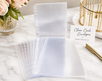 Clear Cash Envelopes | A6 Budget Binder Inserts | Cash Stuffing Envelopes | PVC Budget Wallet | Savings System