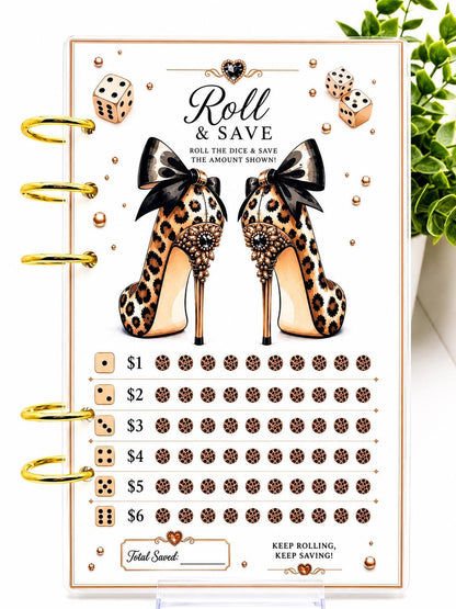 Savings Challenge Bundle | Roll & Save | Cash Stuffing Challenge | A6 Budget Binder | Leopard Money Saving Tracker