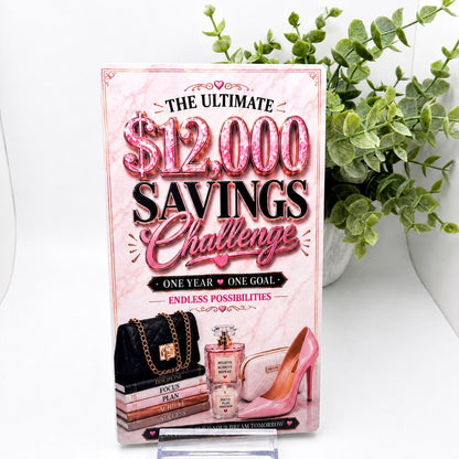 12K Savings Challenge Binder, 12 Chapter Cash Stuffing Budget Planner, Pink Floral Design