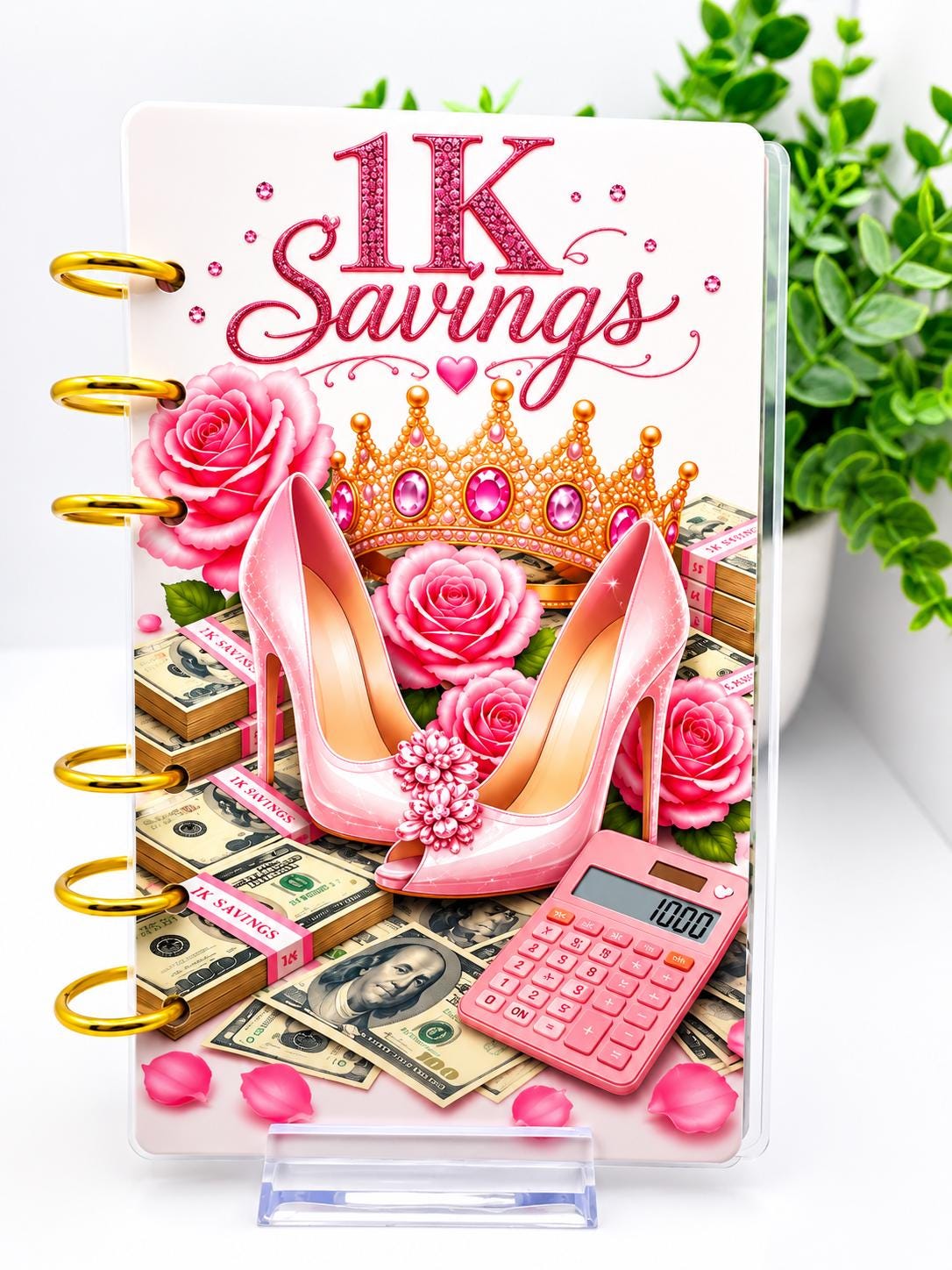 1K Savings Challenge Cash Stuffing Binder with Cash Envelopes