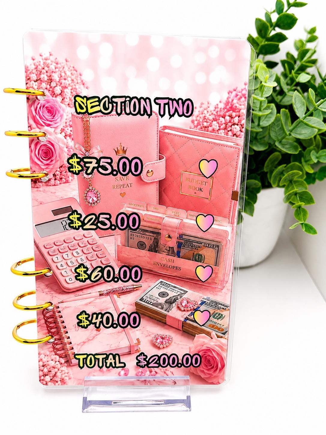1K Savings Challenge Cash Stuffing Binder with Cash Envelopes