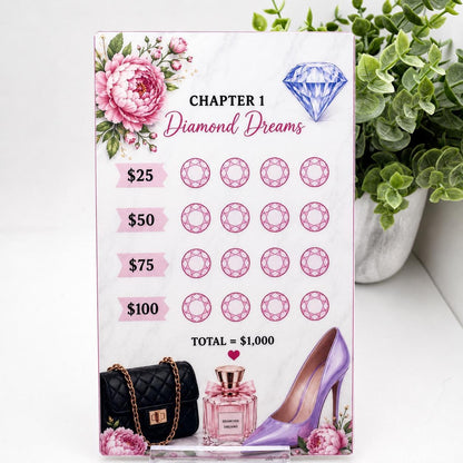 12K Savings Challenge Binder, 12 Chapter Cash Stuffing Budget Planner, Pink Floral Design