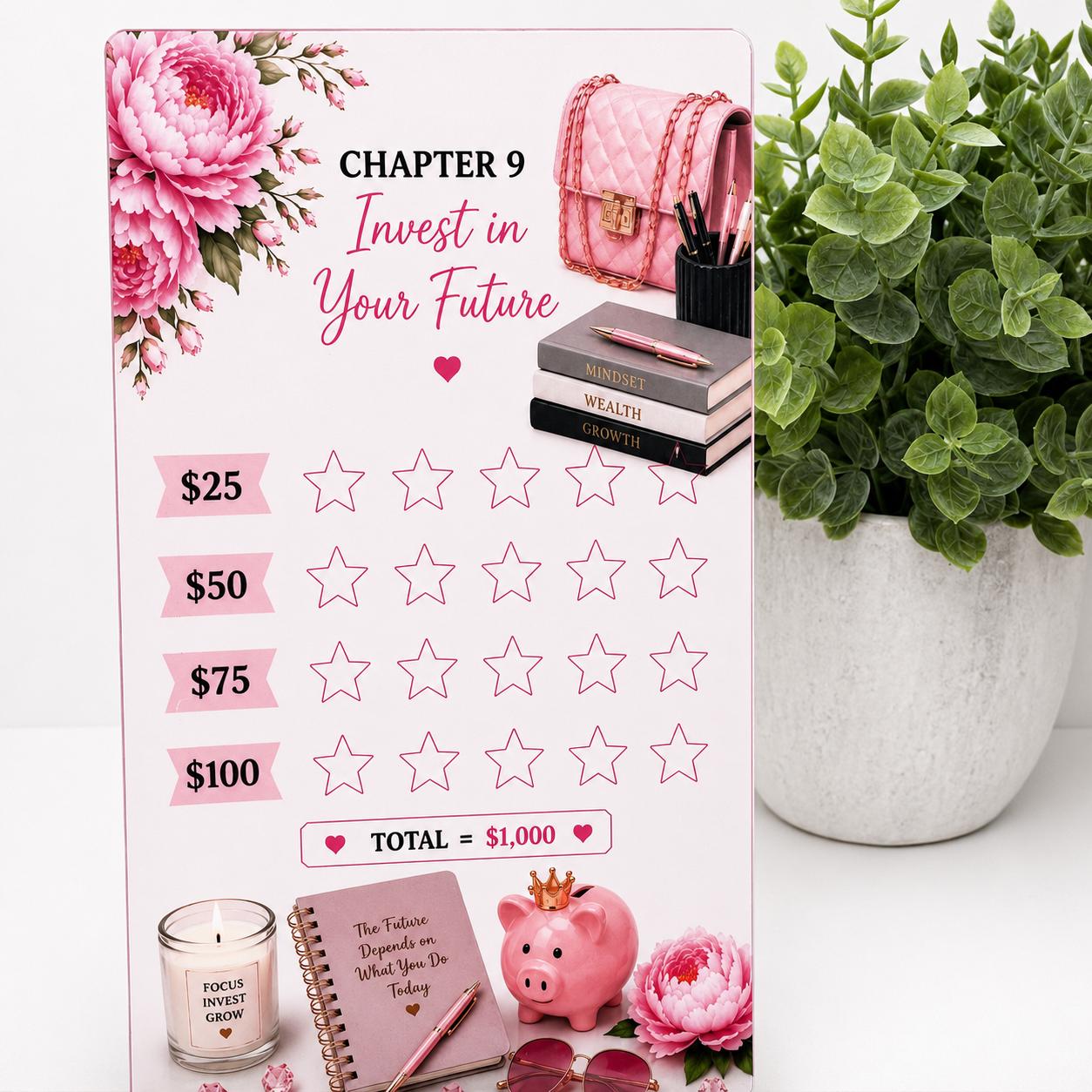 12K Savings Challenge Binder, 12 Chapter Cash Stuffing Budget Planner, Pink Floral Design