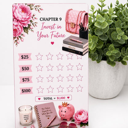 12K Savings Challenge Binder, 12 Chapter Cash Stuffing Budget Planner, Pink Floral Design