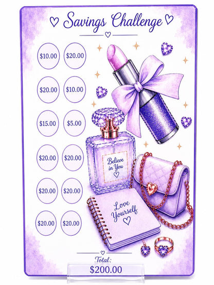 1K Savings Challenge Binder | Purple Cash Stuffing Budget Planner | A6 Money Saving Challenge | Gift for Her