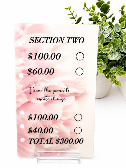 2K Savings Challenge Binder Inserts | Pink Floral Budget Tracker (A6)