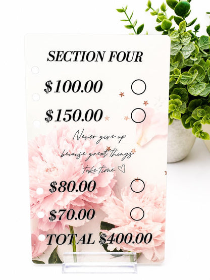 2K Savings Challenge Binder Inserts | Pink Floral Budget Tracker (A6)