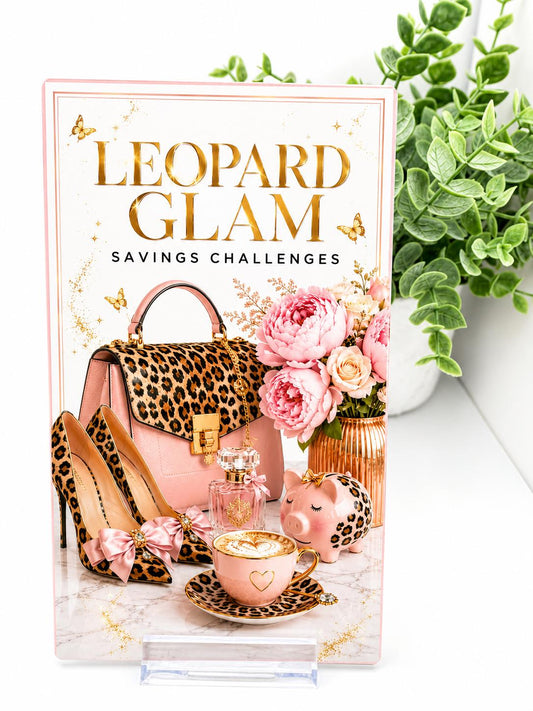 Leopard Glam Savings Challenges | Pink Budget Binder Inserts, Scratch Off, Dice (A6)