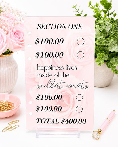 2K Savings Challenge Binder Inserts | Pink Floral Budget Tracker (A6)
