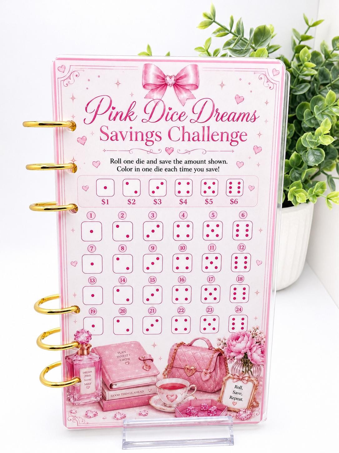 Pink Savings Challenge Binder Set | Cash Stuffing Budget Inserts (Reusable)
