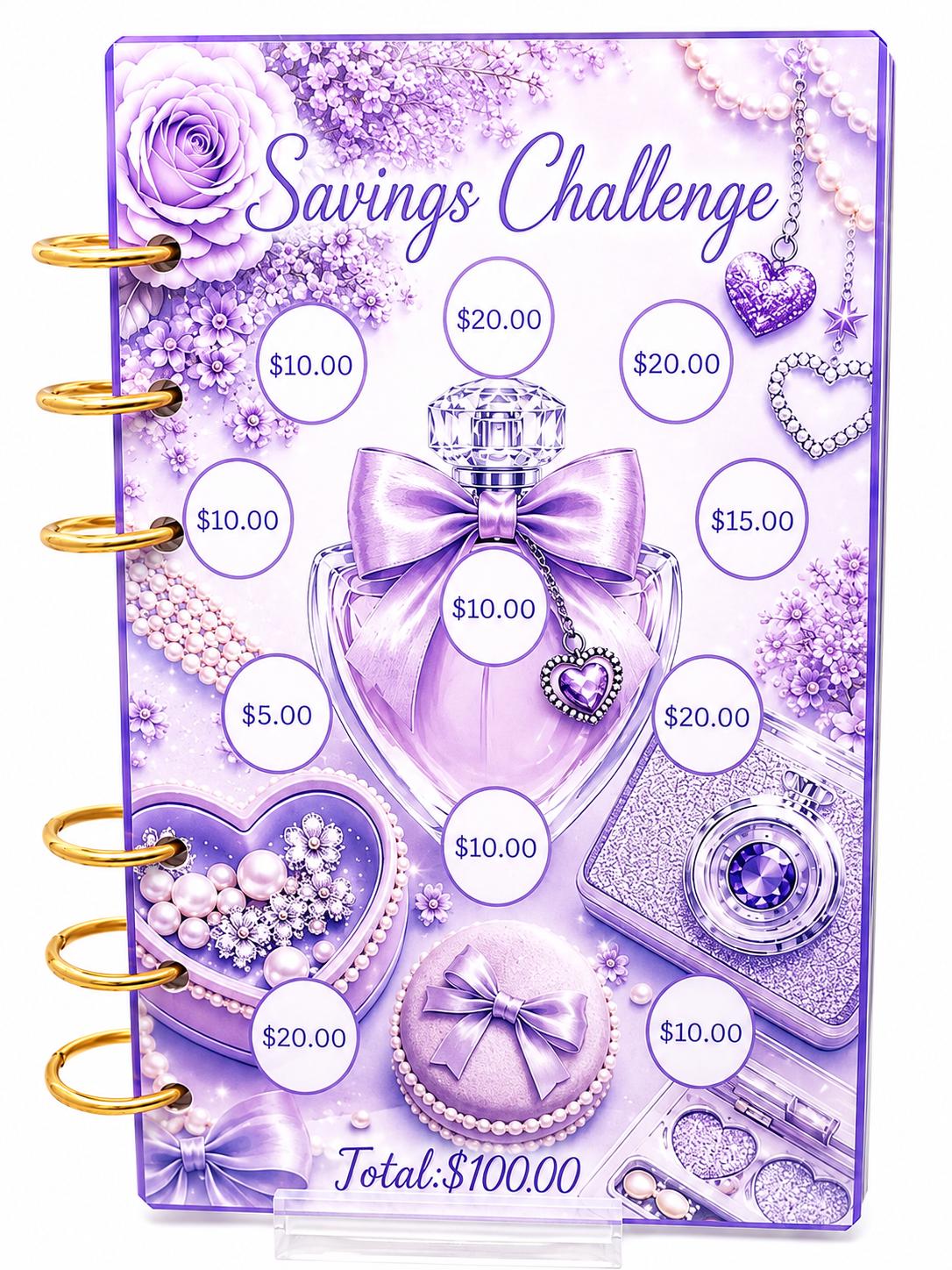1K Savings Challenge Binder | Purple Cash Stuffing Budget Planner | A6 Money Saving Challenge | Gift for Her