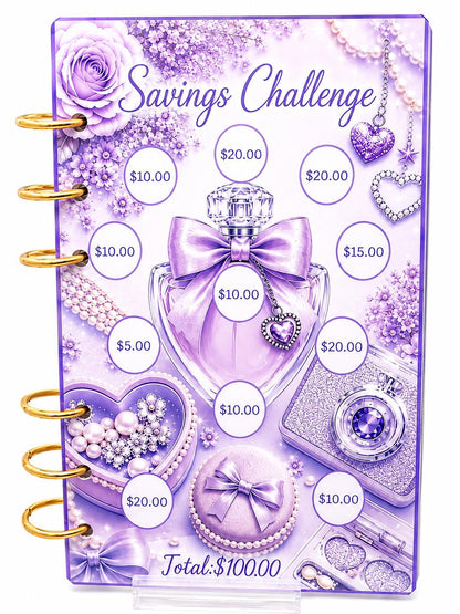 1K Savings Challenge Binder | Purple Cash Stuffing Budget Planner | A6 Money Saving Challenge | Gift for Her